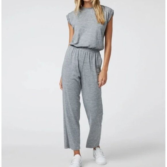 Vuori Pants - NWT Vuori Large Lux Crew Jumpsuit Short Sleeve Pockets Mallorca Gray MSRP$138